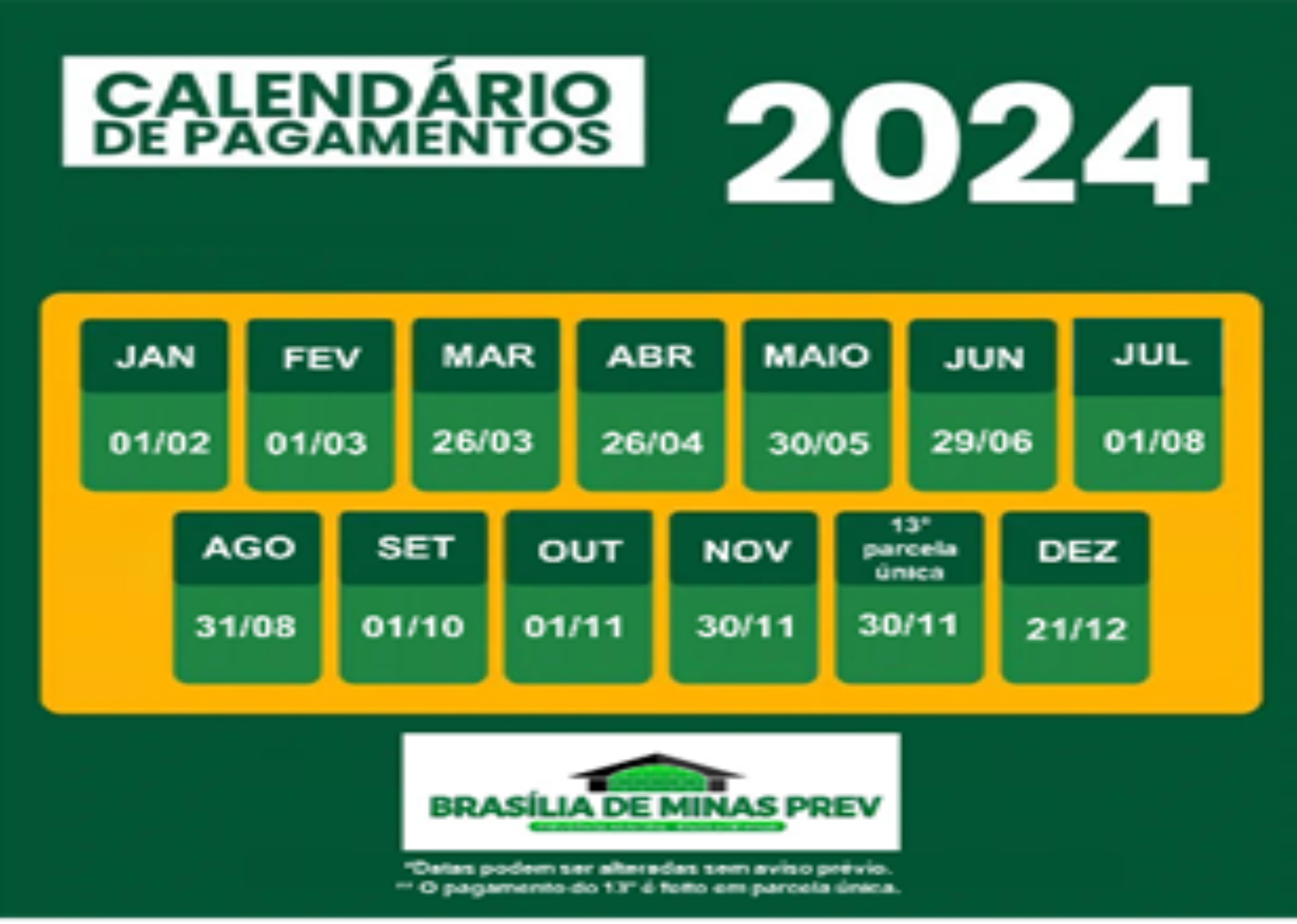 Calendário de Pagamento